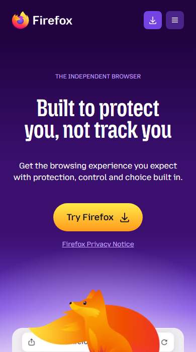 Firefox homepage on a phone