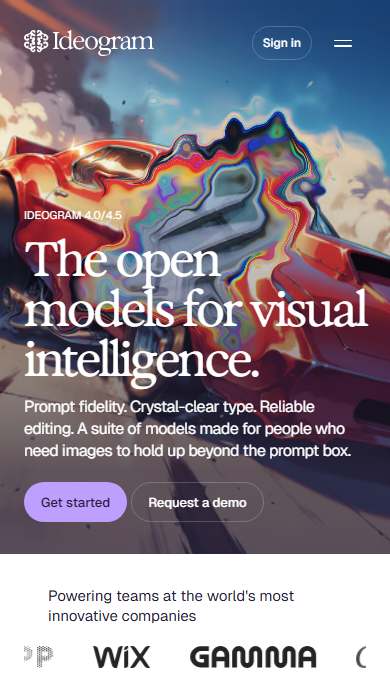 Ideogram homepage on a phone