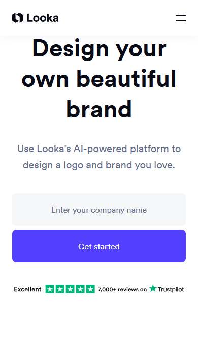 Looka homepage on a phone