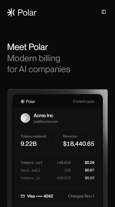 Polar homepage on a phone