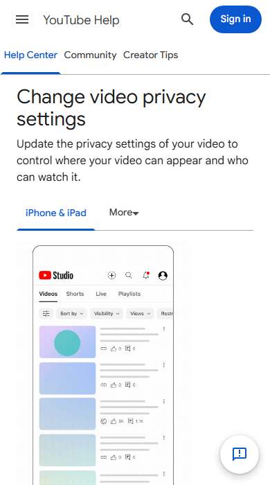 YouTube (unlisted) homepage on a phone